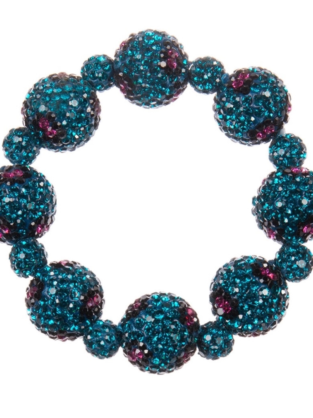 Round Crystal Pave Beaded Stretch Bracelet